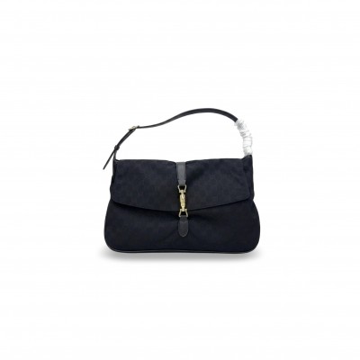 GUCCI JACKIE BLACK CANVAS SHOULDER BAG (40*29*5cm)